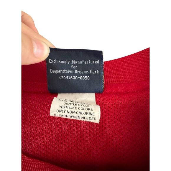 Cooperstown Dreams Park Men’s M Red Lined Pullover Windbreaker Jacket V Neck - Picture 7 of 8